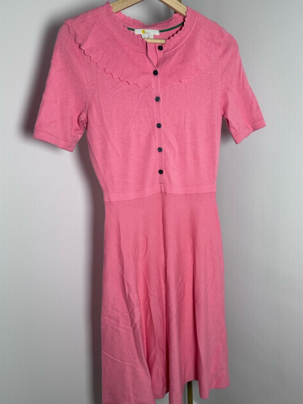 Boden Pink Scalloped Collar Knit Dress